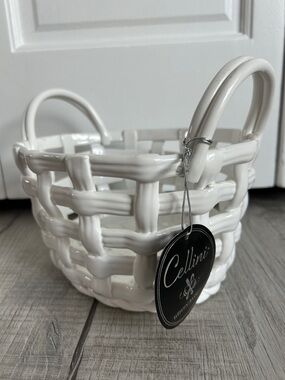 Cellini Ceramic Woven Accent Basket with Handles